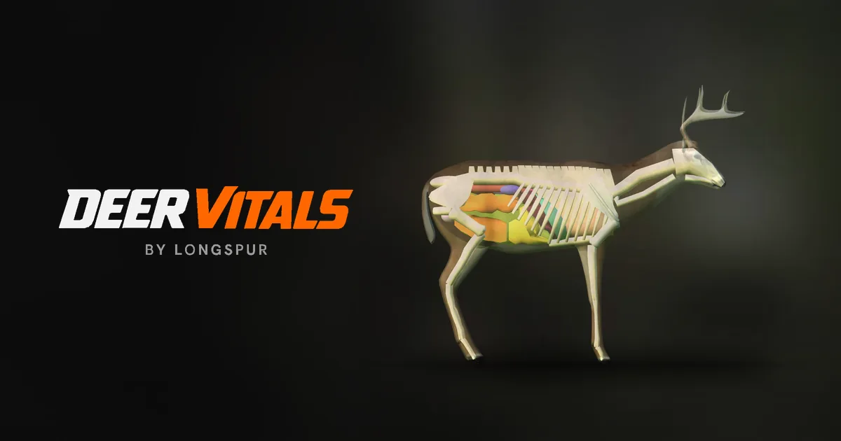 Deer Vitals by Longspur: a 3D whitetail with its skeleton and vital organs showing