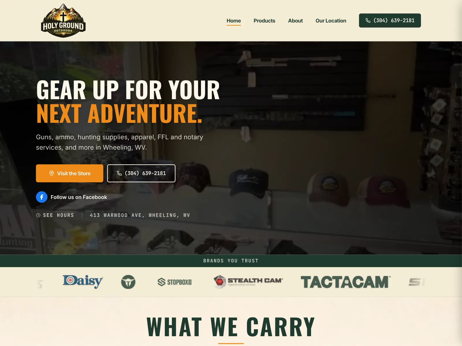 Holy Ground Outdoors home page: Gear up for your next adventure