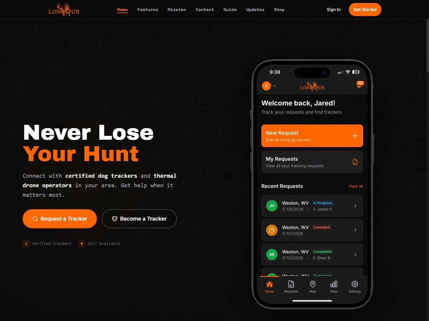 Longspur App landing page